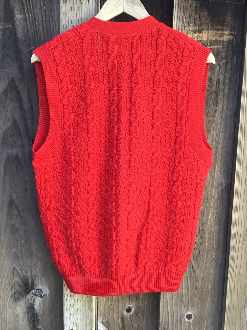 Pendleton Virgin Wool Sweater Vest Red Cable Knit Button Front USA Made Medium - Picture 4 of 5